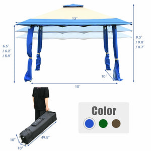 13 Feet x 13 Feet Pop Up Canopy Tent Instant Outdoor Folding Canopy Shelter