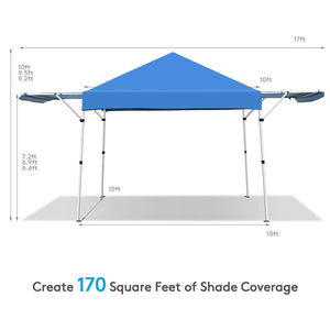17 Feet x 10 Feet Foldable Pop Up Canopy with Adjustable Instant Sun Shelter