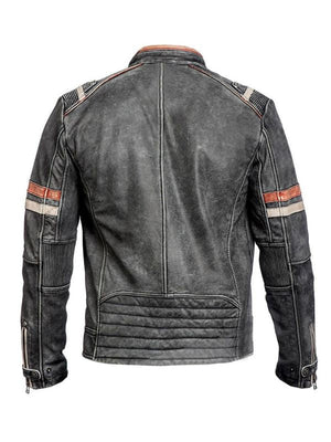 Cafe Racer Motorcycle Retro Moto Distressed Leather Jacket – Vintage