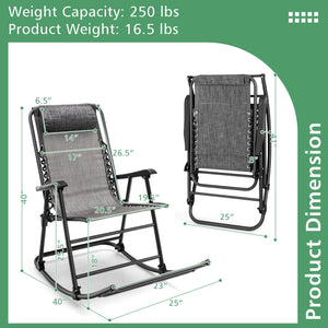 Outdoor Patio Camping Lightweight Folding Rocking Chair with Footrest