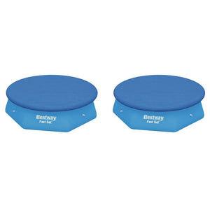 Bestway Flowclear Fast Set 8' Swimming Pool Cover for Above Ground Pools, 2 Pack