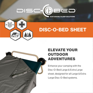 Disc-O-Bed L/XL Cot Sheet for Portable Folding Bed Systems and Camping, Grey