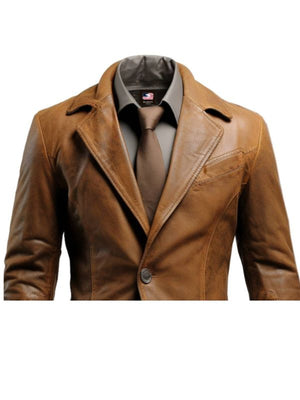 Men’s Two-Button Leather Blazer