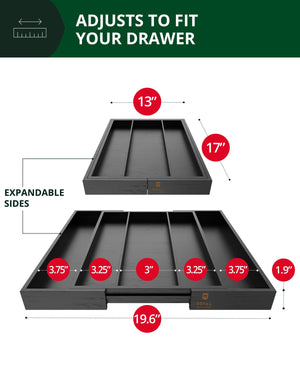 Utensil Drawer Organizer, Black (5 Slots)