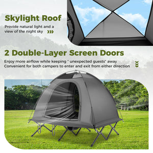 2-Person Camping Cot Tent Foldable Off-Ground Camping Combo for Adults