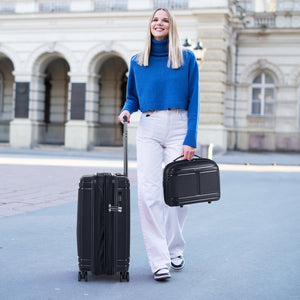 2-Piece Luggage Set 20 Inch Carry-on Suitcase and 14 Inch Cosmetic Case