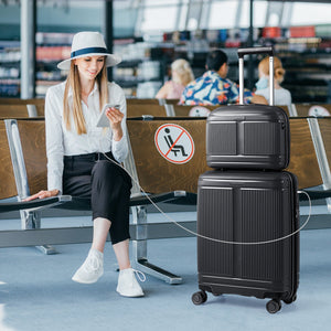 2-Piece Luggage Set 20 Inch Carry-on Suitcase and 14 Inch Cosmetic Case