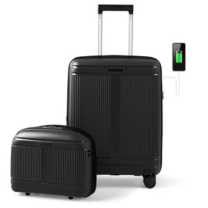 2-Piece Luggage Set 20 Inch Carry-on Suitcase and 14 Inch Cosmetic Case