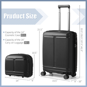 2-Piece Luggage Set 20 Inch Carry-on Suitcase and 14 Inch Cosmetic Case