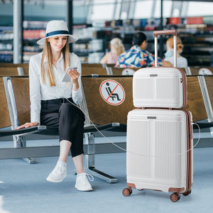 2-Piece Luggage Set 20 Inch Carry-on Suitcase and 14 Inch Cosmetic Case
