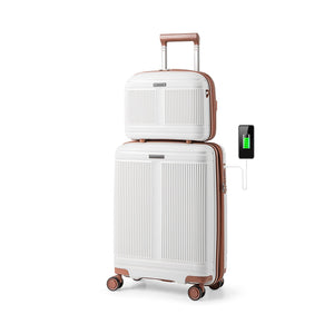 2-Piece Luggage Set 20 Inch Carry-on Suitcase and 14 Inch Cosmetic Case