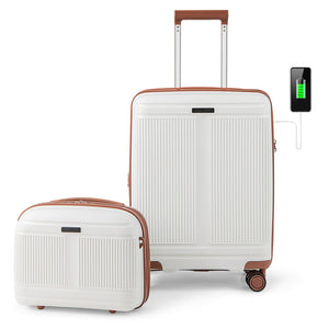 2-Piece Luggage Set 20 Inch Carry-on Suitcase and 14 Inch Cosmetic Case