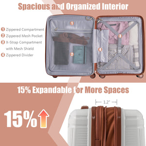 2-Piece Luggage Set 20 Inch Carry-on Suitcase and 14 Inch Cosmetic Case
