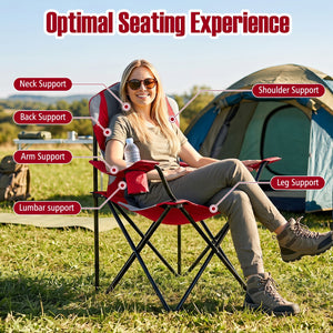 Folding Camping Chairs for Adults with Cup Holders (2-Pack)