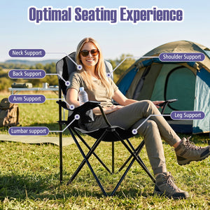 Folding Camping Chairs for Adults with Cup Holders (2-Pack)
