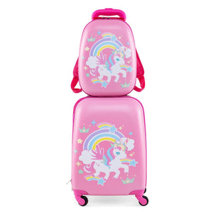2 Pieces Kids Carry-on Luggage Set with 12 Inch Backpack