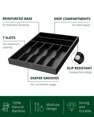 Basic Silverware Drawer Organizer, Black