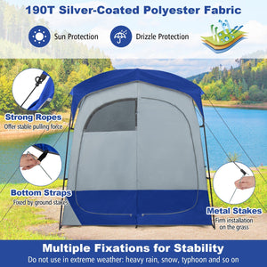 2 Rooms Oversize Privacy Shower Tent with Removable Rain Fly and Inside Pocket