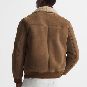 Men’s B3 Brown Sheepskin Flying Aviator Shearling Bomber Leather Flying Jacket
