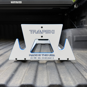 PRE-ORDER Special Edition White/Blue: TRAPSKI All Mountain/Race/XC Ski and Standard Stance Snowboard Rack