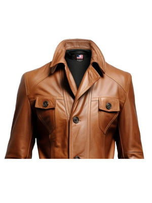 Vintage Brown Stylish Leather Coat