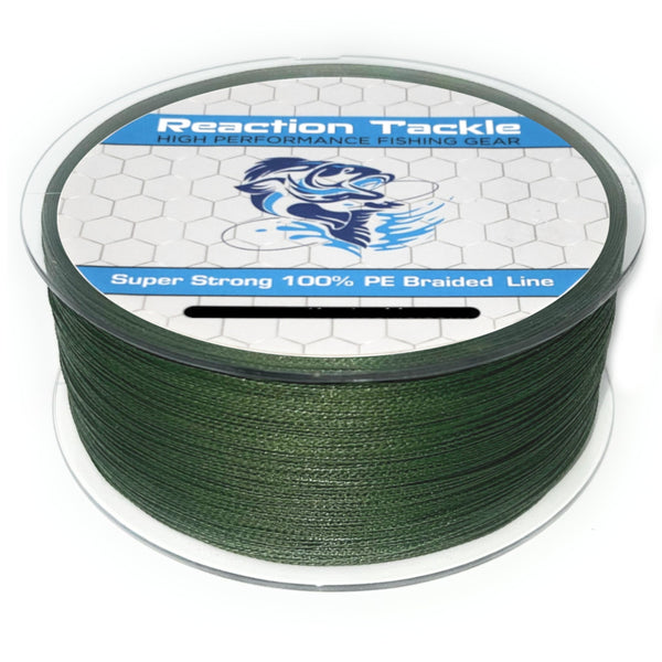 Reaction Tackle Braided Fishing Line - NO FADE Low-Vis Green