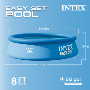 Intex 28107EH 8 x 24 Inch Easy Set Inflatable Swimming Pool with Filter, Blue