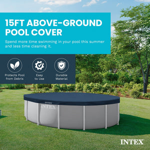Intex 28032E 15 Foot Round Above Ground Swimming Pool Cover, (Pool Cover Only)