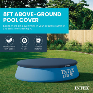Intex 7.3 Ft Above Ground Swimming Pool Vinyl Round Cover Tarp, No Pool Included