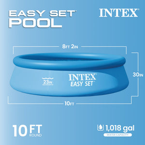 Intex 10ft Round Swimming Pool Cover & Easy Set 10ft x 30in Inflatable Pool