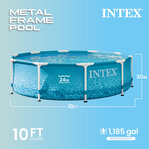 Intex 28207EH 10' x 30" Steel Metal Frame Beachside Swimming Pool w/ Filter Pump