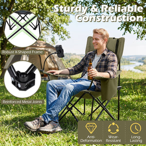 Reclining Camping Chair with Adjustable Backrest & Footrest
