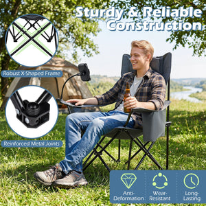 Reclining Camping Chair with Adjustable Backrest & Footrest