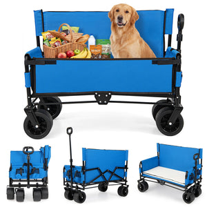 2-in-1 Collapsible Wagon Bench Seat with Adjustable Handle