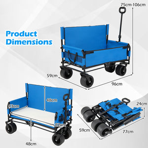 2-in-1 Collapsible Wagon Bench Seat with Adjustable Handle