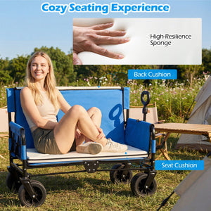 2-in-1 Collapsible Wagon Bench Seat with Adjustable Handle