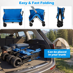 2-in-1 Collapsible Wagon Bench Seat with Adjustable Handle