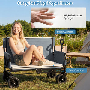2-in-1 Collapsible Wagon Bench Seat with Adjustable Handle