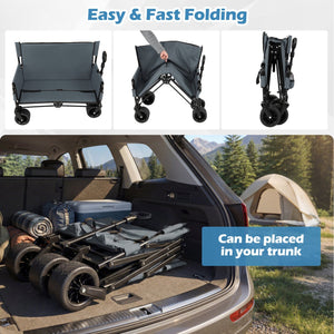 2-in-1 Collapsible Wagon Bench Seat with Adjustable Handle