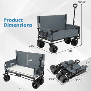 2-in-1 Collapsible Wagon Bench Seat with Adjustable Handle