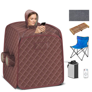 800W 2 Person Portable Steam Sauna Tent SPA with Hat Side Holes 3L Steamer