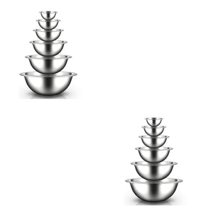 NutriChef 6 Piece Stainless Steel Home Kitchen Mixing Serving Bowl Set (2 Pack)