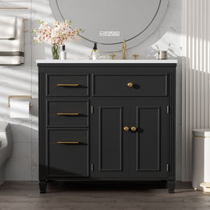 Modern Bathroom Vanity With Ceramic Sink, Freestanding