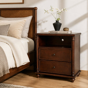 28" Nightstand with Charging Station, Rustic