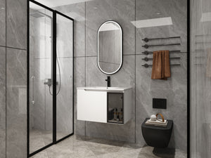 30" Wall-Mounted Bathroom Vanity With Ceramic Sink, Glossy