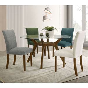 Flynn - Round Glass Top Dining Table - Brown