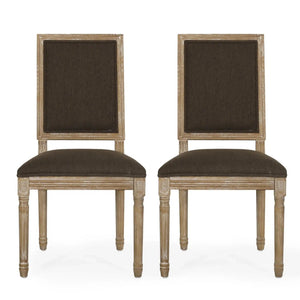 French Country Style Dining Chair with Upholstered Seating and Fluted Legs