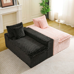 Multifunctional Sofa Pink Black, Fits 4 People