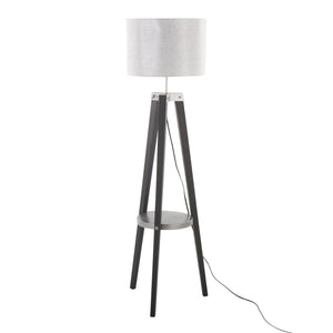 Compass - Mid Century Modern Floor Lamp With Shelf
