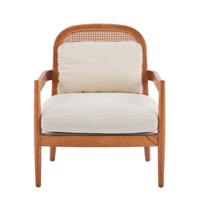 Elliston Rattan Backrest Solid Wood Accent Chair with Cushions - Set of 2